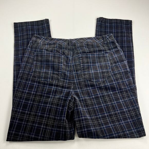 Charter Club Lexington Straight Leg Navy Blue/Black Plaid Corduroy Pants Size 12 - Picture 9 of 11